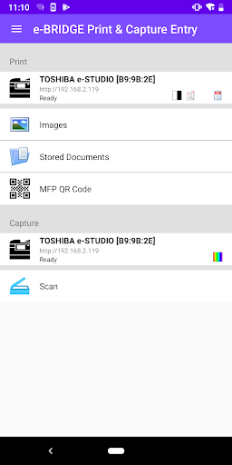 Android application e-BRIDGE Print & Capture Entry screenshort