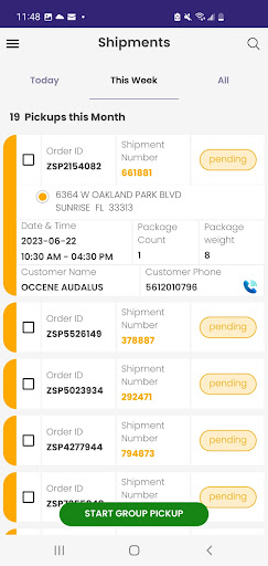 Zion Shipping Driver Screen 2