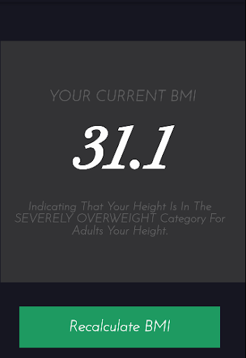 Android application BMI Calculator screenshort