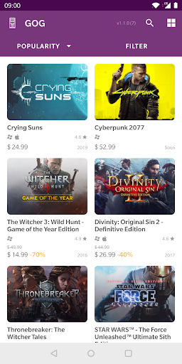 Android application Good Old GOG screenshort