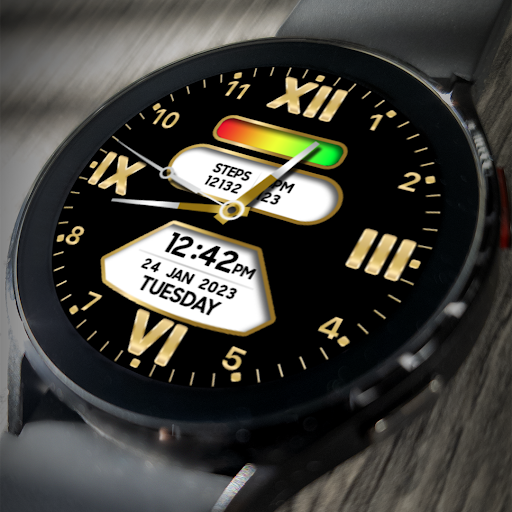 Android application MJ075 Analog Gold Watch Face screenshort