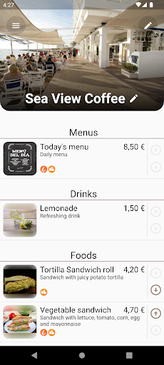 Android application Mesonero Menu screenshort
