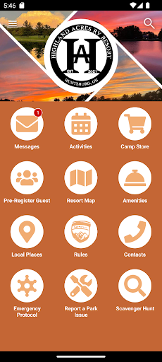 Android application Highland Acres RV Resort screenshort