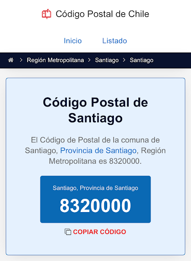 Código Postal Chile Screen 3