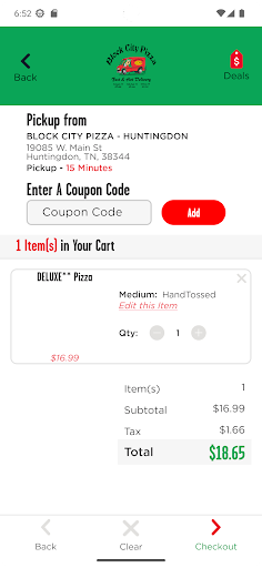 Screenshot of Block City Pizza