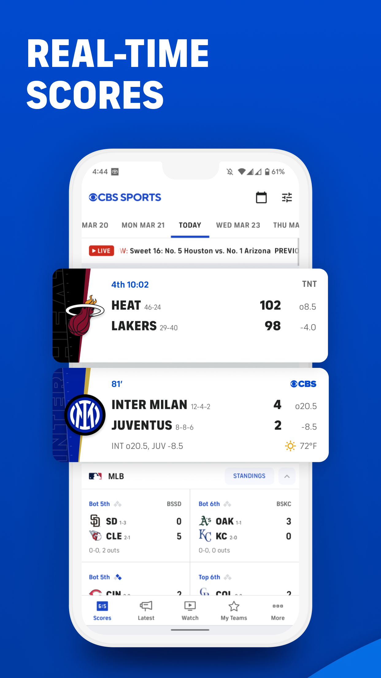 Android application CBS Sports App Scores & News screenshort
