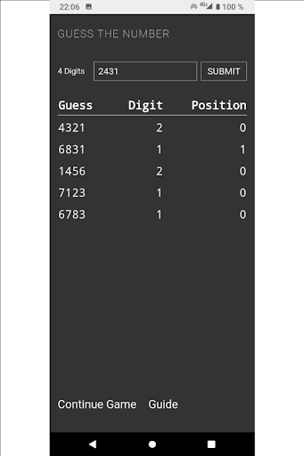 Android application Guess the Number Games screenshort