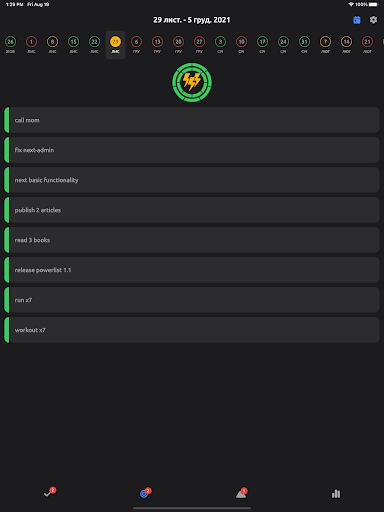 Powerlist: Task & Goal Tracker Screen 2