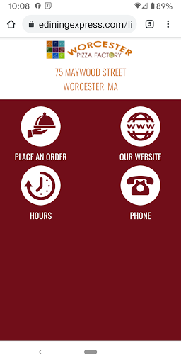 Android application Worcester Pizza Factory screenshort