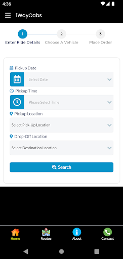 1WayCabs Screen 2