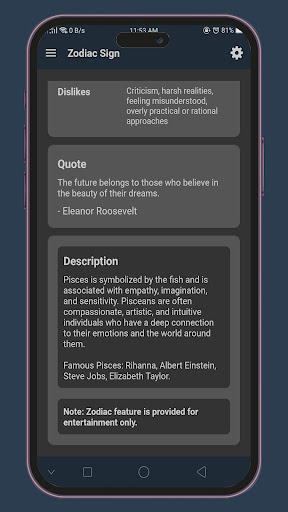 Zodiac Sign Screenshot
