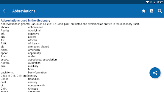 Concise Oxford English Dict. Captura de pantalla