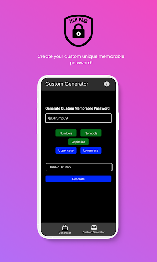 Android application MemPass - Password Generator screenshort
