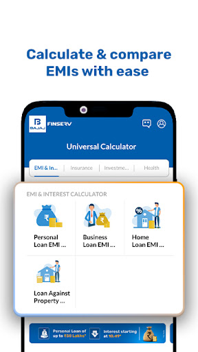 Android application Bajaj Markets: EMI Calculator screenshort