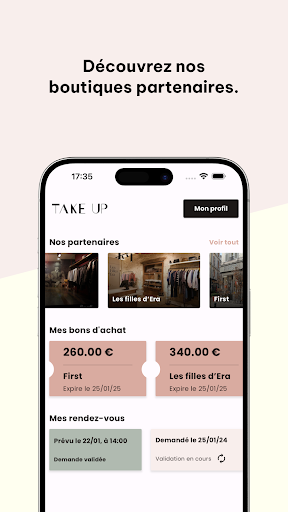 Android application Take Up, vide-dressing screenshort