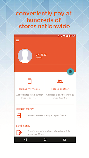 Android application dhiraagu pay screenshort