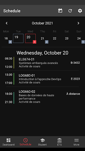 ÉTSMobile Screen 2