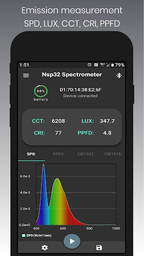 Android application NSP32 nanoLambda Spectrometer screenshort