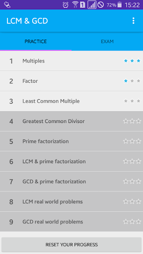 Android application LCM & GCF (GCD) Quiz screenshort