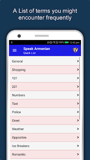 Screenshot of Learn Armenian Language App