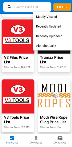 All India Info - Price Lists Screen 2