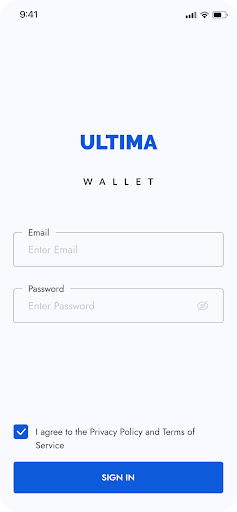 Ultima Wallet screen 1