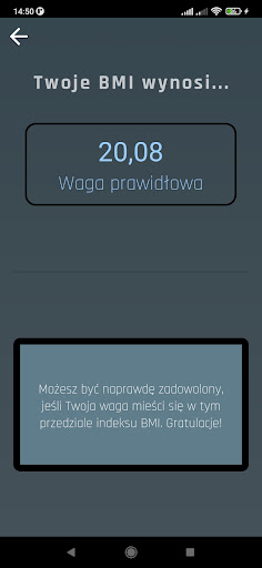 Twój kalkulator BMI Screen 3