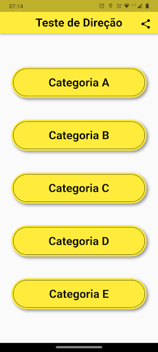 Android application Teste de Direção screenshort