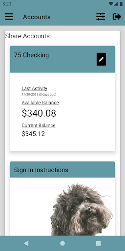 Shuford FCU Mobile App Screen 2