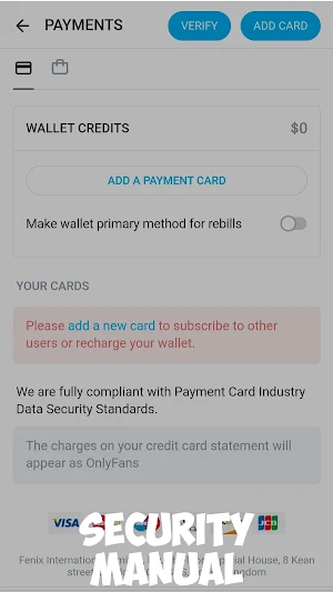Onlyfans verify credit card