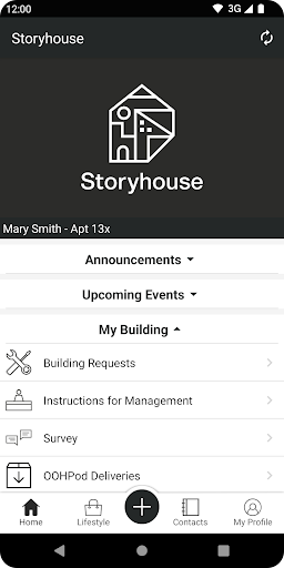 Storyhouse Resident App Screen 2