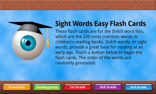 Android application Sight Words Flash Cards screenshort