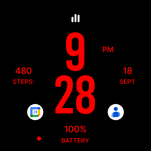 Flat Red Watch Face screenshot 3