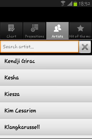 Android application Mobile Music Chart screenshort