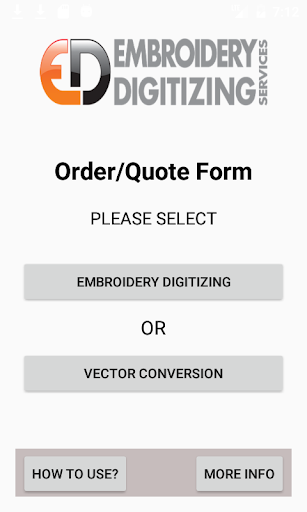 Android application Embroidery Digitizing Services screenshort