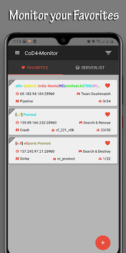 Android application SMV Host's CoD4x-Monitor screenshort