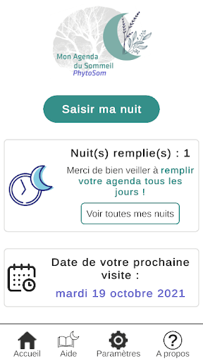 Android application Mon Agenda du Sommeil PhytoSom screenshort