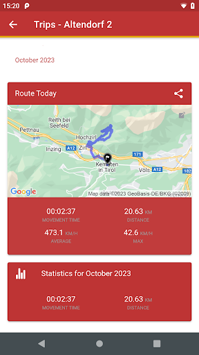 Android application Altendorf Track screenshort