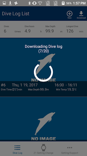 Z dive log Manage & Set SCUBA Screen 3