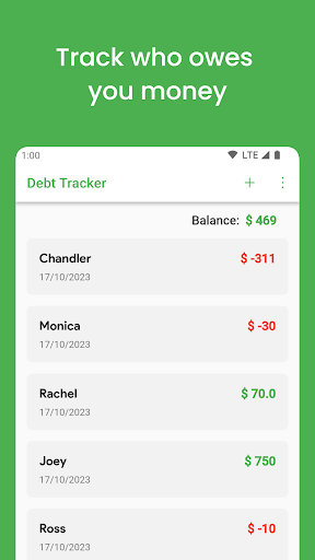 Android application Debt Tracker screenshort