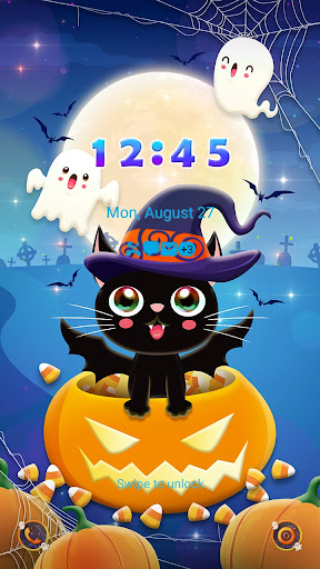 Cute Cat on Pumpkin- Wallpaper Screen 2