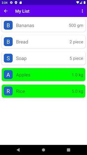 Android application List My Things screenshort