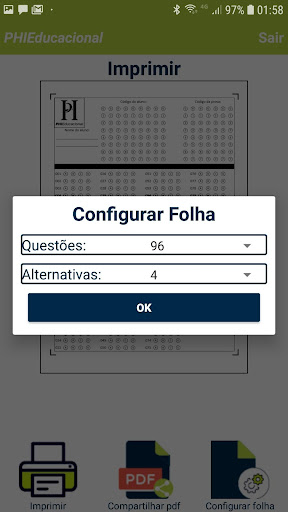 Phi Corretor OMR Screen 2