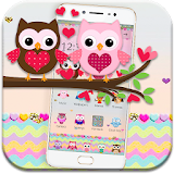 Pink Lovely Owl Cartoon Theme icon
