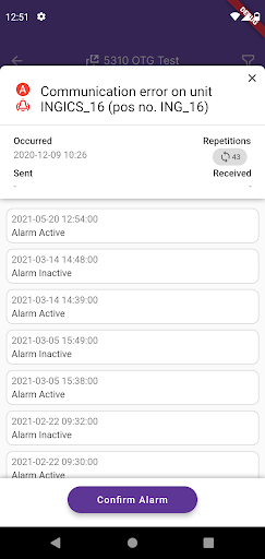 Android application IWMAC Alarms screenshort
