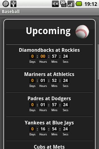 Android application Baseball screenshort