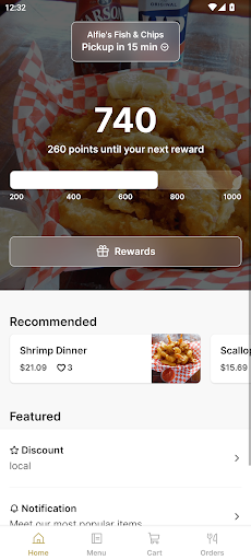 Android application Alfie's Fish & Chips screenshort
