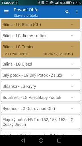 Stavy a průtoky vodních toků Screen 3