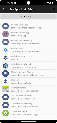 My Apps List (Ads) Screen 3