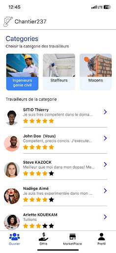 Android application Chantier237 screenshort